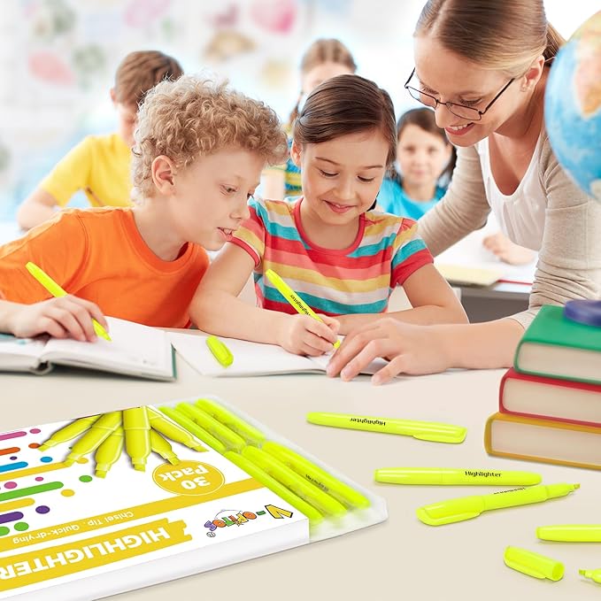 V-Opitos 30 Pack Yellow Highlighters, No Bleed Bright Highlighters - Image 7