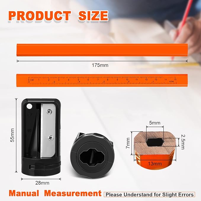 Honoson 200 Pcs Flat Construction Pencils - Image 2