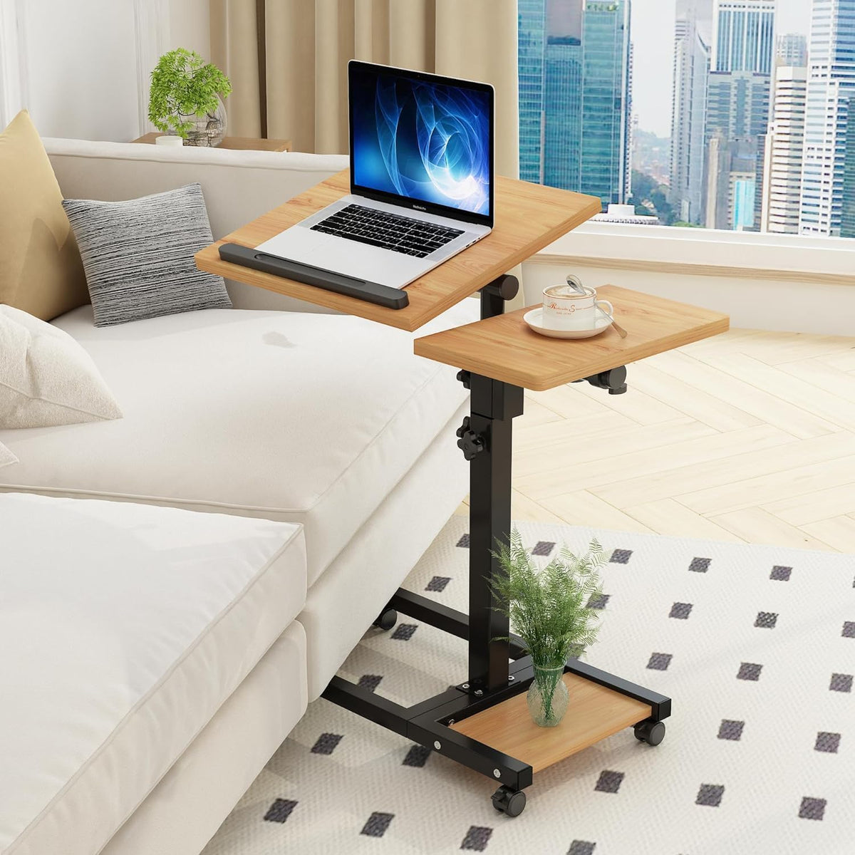 Laptop Desk Stand for Bed Portable Desk Overbed Bedside Mobile Laptop Table R...