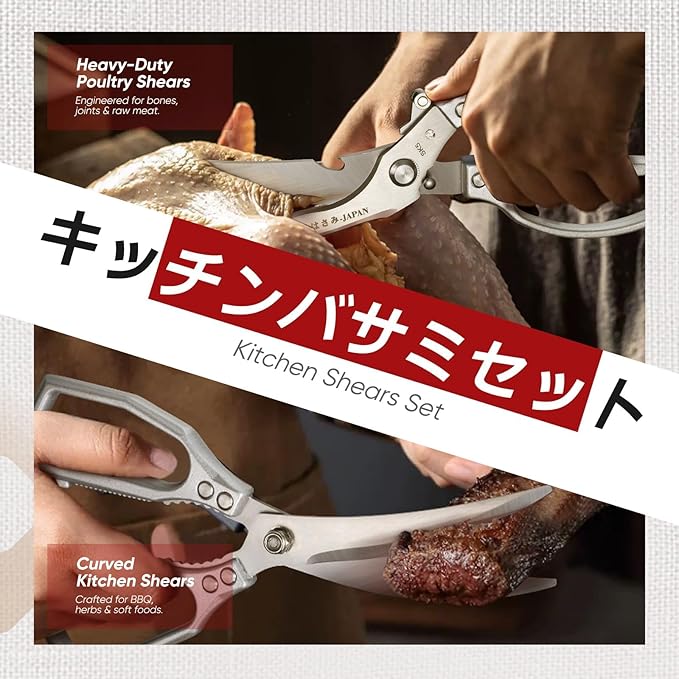 TIVOLI Kitchen Scissors Set Silver, Japanese Stainless Steel Kitchen Shears - Image 4