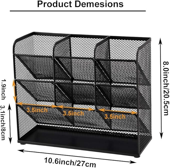 Marbrasse Mesh Desk Organizer, Desktop Stationary Organizer, Storage Rack - Image 5