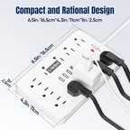 JouleLoom 6 FT Flat Plug Surge Protector Power Strip, 11 Multiple AC Outlets - Image 6