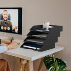 4 Pack Stackable Paper Trays for Letter Documents, Desktop File Organizers for - Image 7
