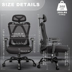 mesh office chair with headrest, lumbar support, 3d shown in use