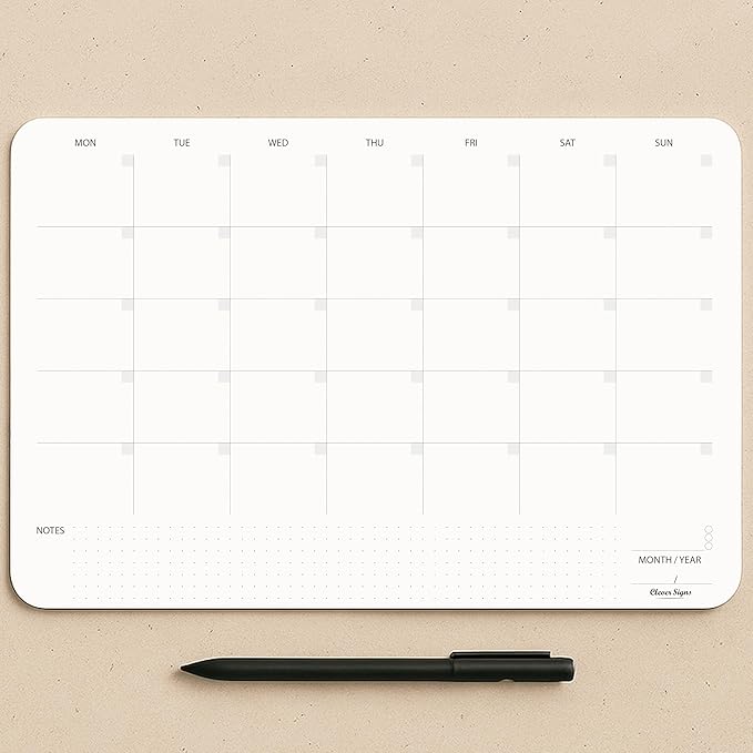 Undated Monthly Planner Notepad, Desk Calendar by CLEVERSIGNS