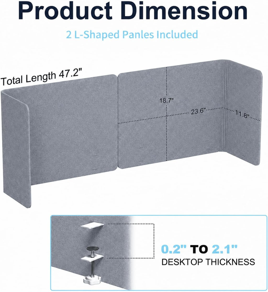 desk privacy panel, 48" × 19" l-shaped cubicle shown in use