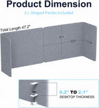 desk privacy panel, 48" × 19" l-shaped cubicle shown in use