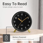 Analog Alarm Clock, 4 inch Super Silent Non Ticking Small Clock - Image 3