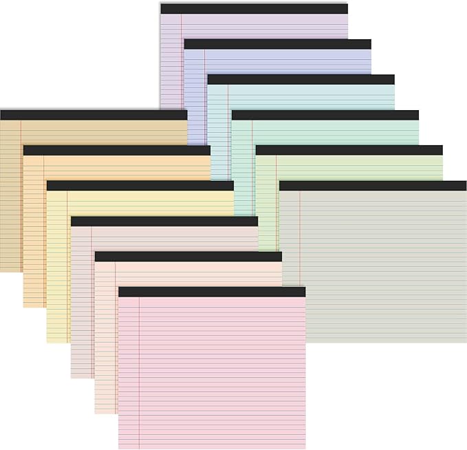 Lincia 12 Pcs 11" x 9.5" Legal Pads College Ruled Notepad Landscape Notebook by Lincia