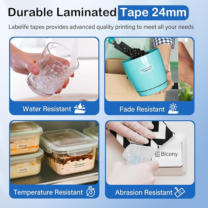 Labelife TZ Tape 24mm 0.94 Laminated Clear TZe-151 Compatible - Image 4