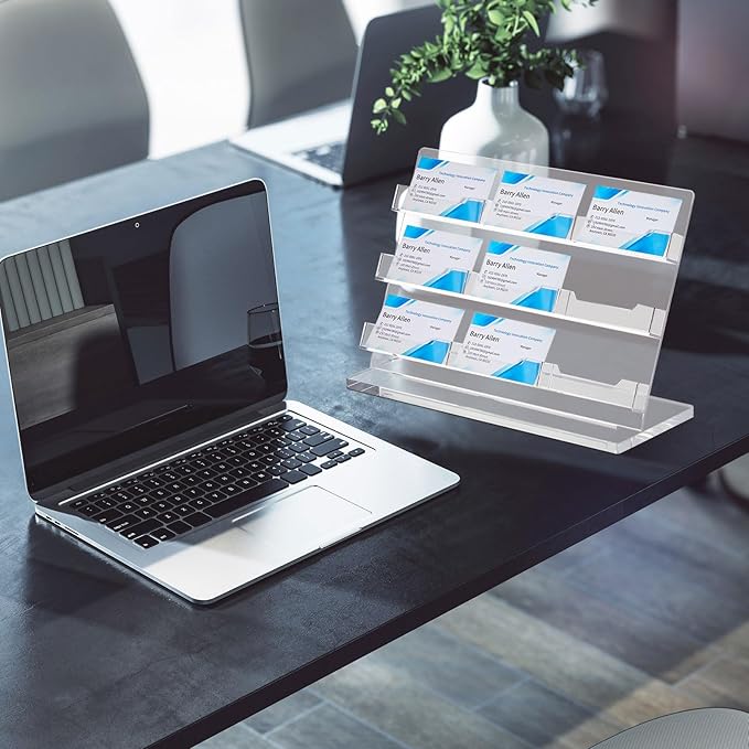 Dunzoom Business Card Holder for Desk 9 Slots Clear Gift Card Display Acrylic - Image 5