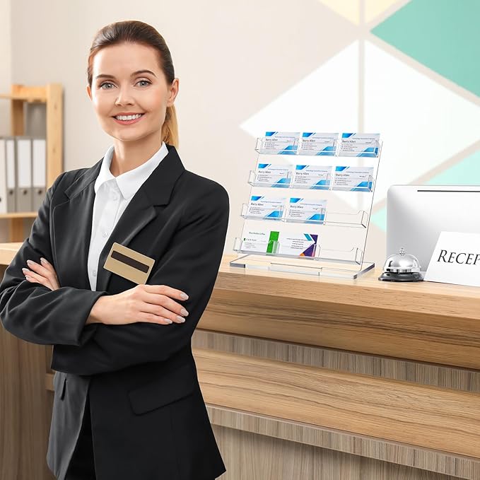Dunzoom Business Card Holder for Desk 12 Slots Clear Gift Card Display Acrylic - Image 7