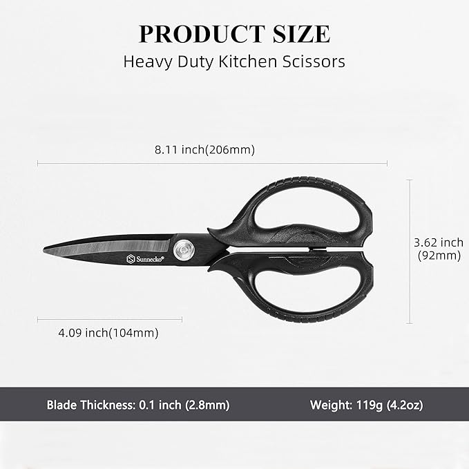 Sunnecko Kitchen Scissors All Purpose Heavy Duty Scissors Titanium Coated - Image 3