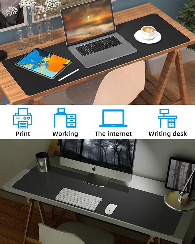 Leather Desk Pad Protector, Office Desk Mat, Large Mouse Pad, Non-Slip PU - Image 5