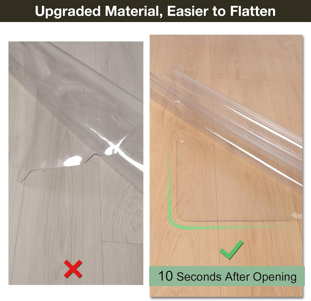 Crystal Clear Floor Mat 3×5ft, Upgraded Easy Flat Waterproof Vinyl Rug Cover,...