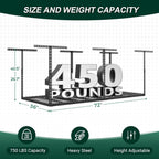 3x6 ft overhead garage storage rack,450lbs weight capacity shown in use