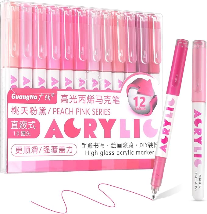 kander Acrylic Gel Pens, 12 Colors Highlighter Acrylic Gel Ink Pens by Yourcreativeassistant