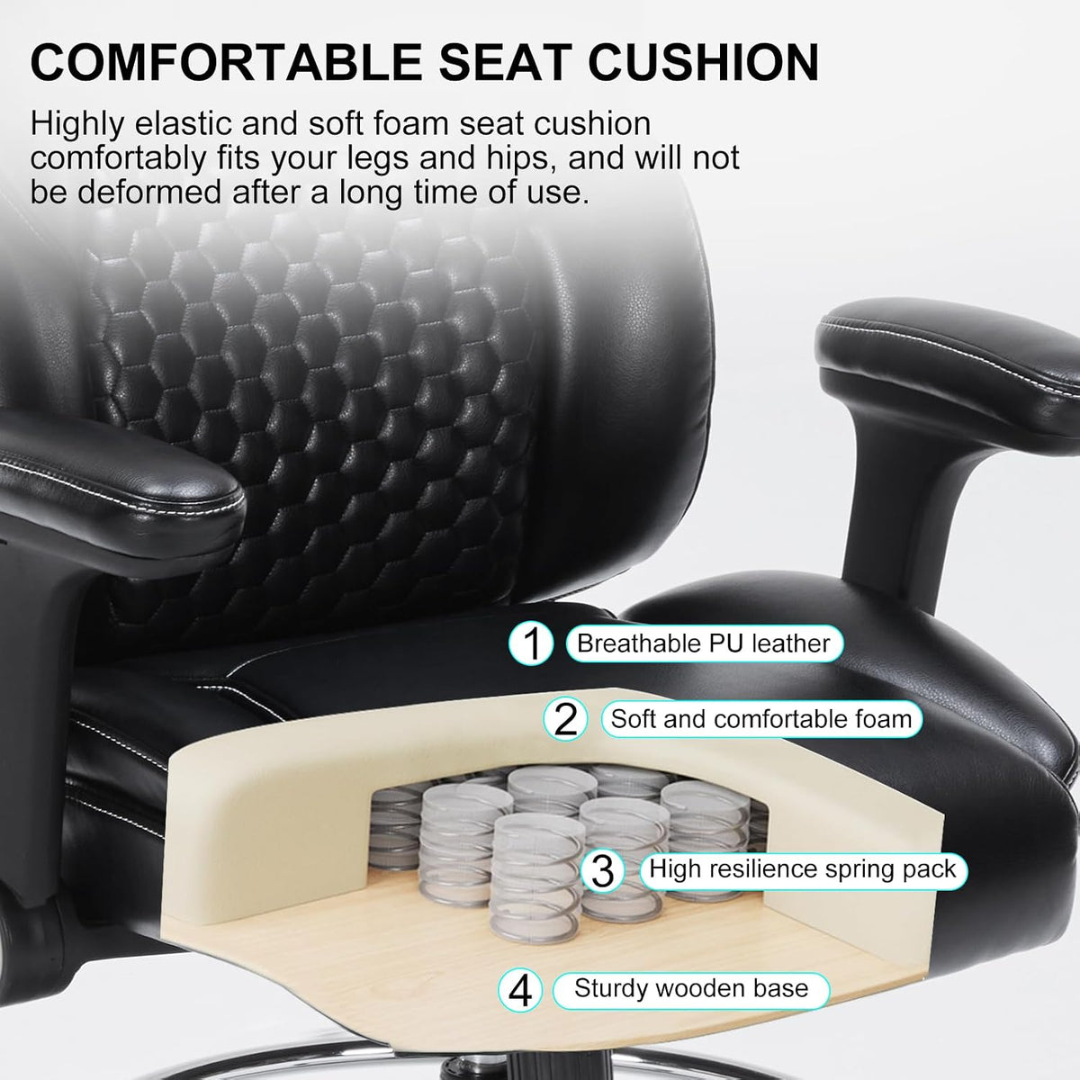 Drafting Chair, Tall Office Chair with Adjustable Armrests Mid-Back Standing ...