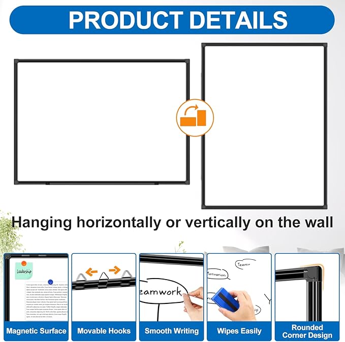 H-Qprobd Large Magnetic White Board Dry Erase Whiteboard - Image 2