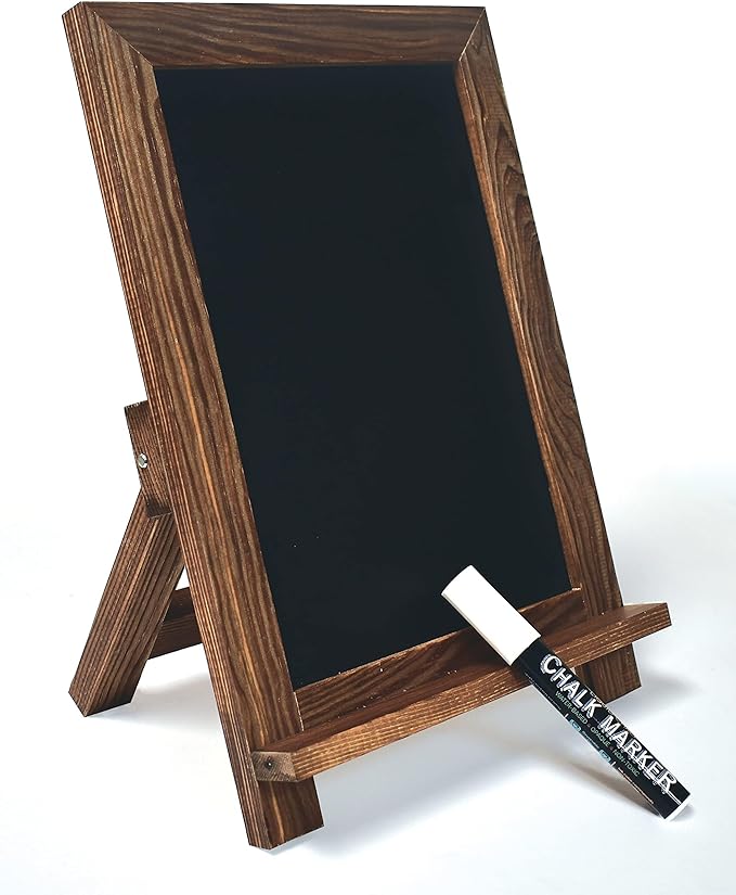 Better Office Products Framed Tabletop Chalkboard Sign, 9.5" x 14", Rustic Wood by BetterOfficeProducts