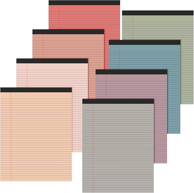 Fuutreo 8 Pcs 8.5'' x 11'' Colored Legal Pad Writing Pads Narrow Ruled 50 by Fuutreo