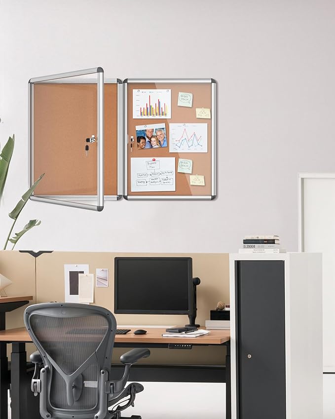 Mifuro 2 Pack 26"x20" Enclosed Bulletin Board, Lockable Weather-Resistant - Image 2