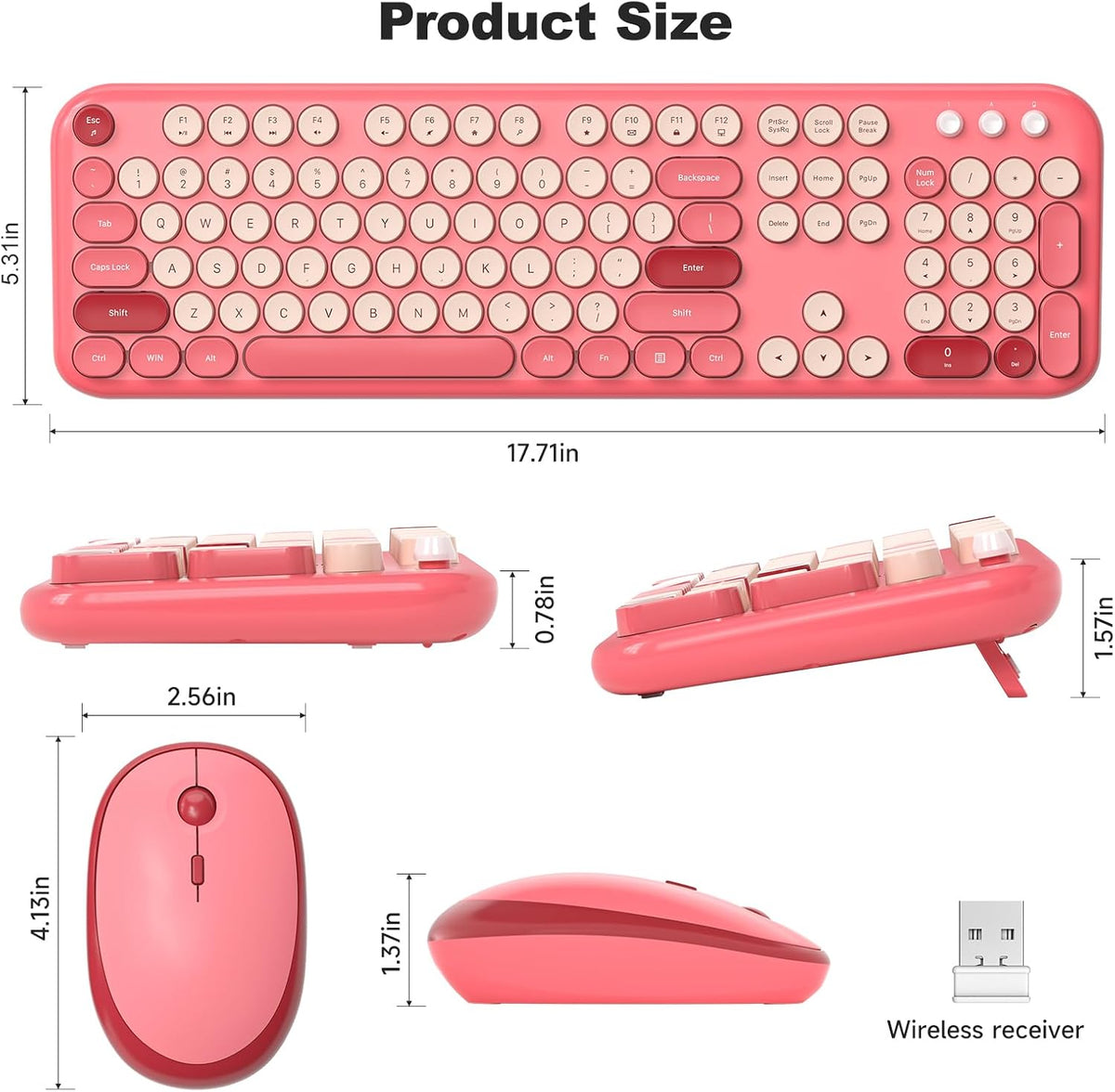 MOFII Wireless Keyboard and Mouse Combo, Cute Keyboard Full Size and Wireless...