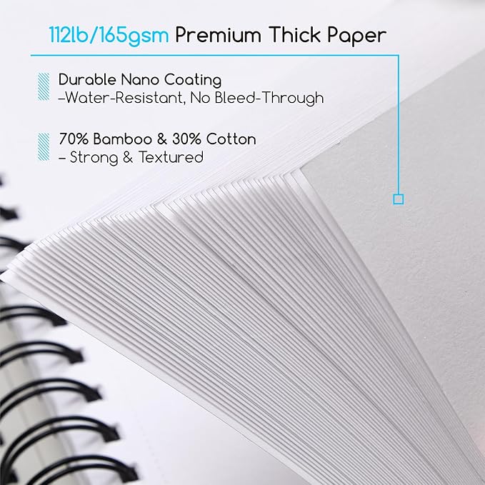MEEDEN Mixed Media Paper Pad: 9" x 12" 112lb/165gsm Spiral Bound Mixed Media - Image 4