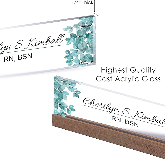 ARTBLOX | Office Personalized Name Plate Leaf V4 Design On Clear Acrylic Glass - Image 4