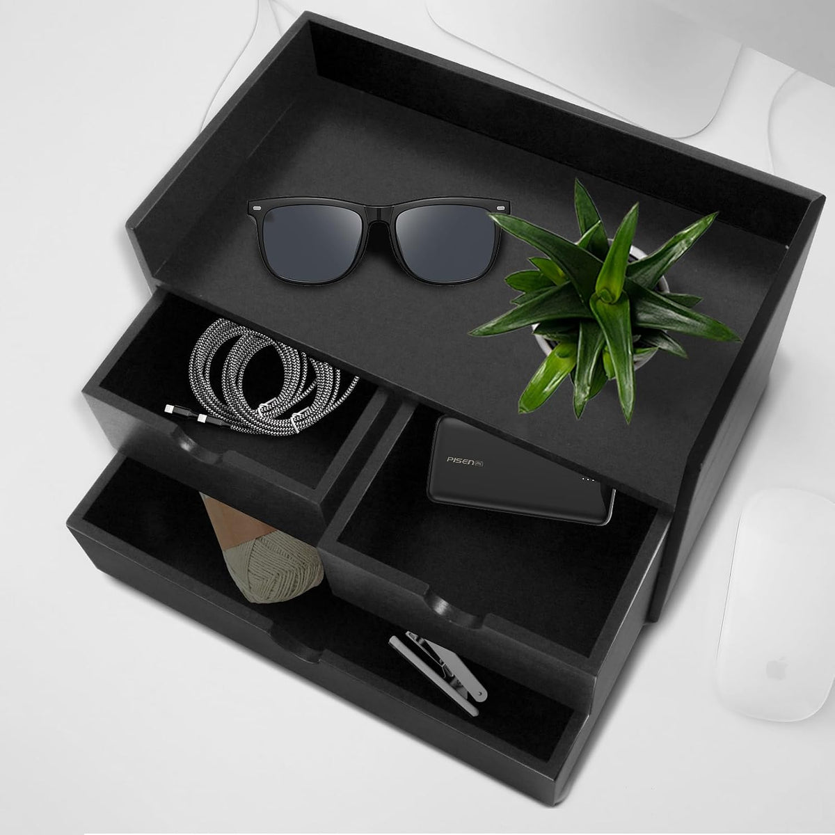 Charmewooden Bamboo Desk Organizer 3 Drawer with Shelf, Countertop Organizer ...