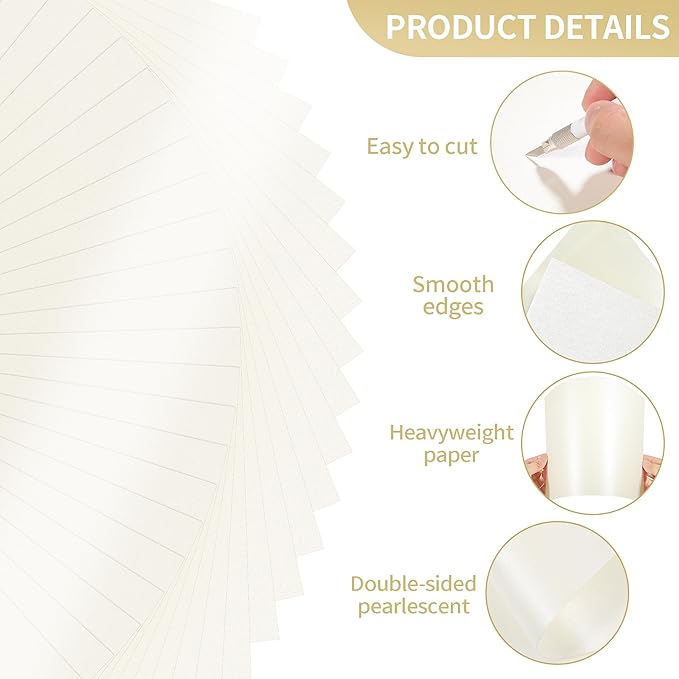 25 Sheets Cream Shimmer Cardstock 8.5 x 11Inch Off White Card Stock 92lb - Image 3