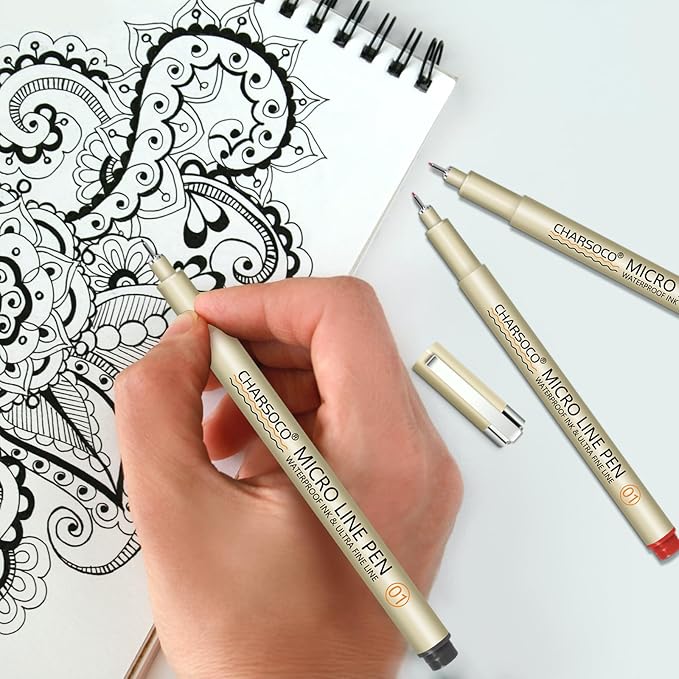 CHARSOCO 01 Micro Pen, 12 Colors Fine Point Pen, 0.25mm Fineliner Ink Pens - Image 5