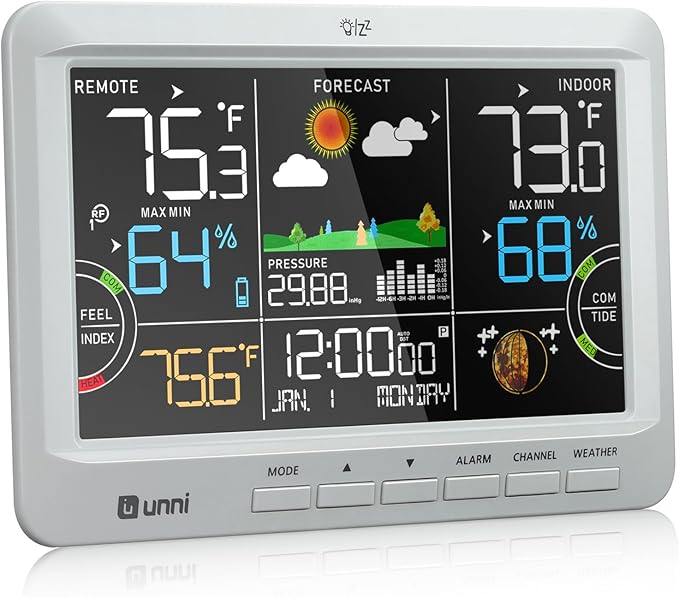 Weather Station Indoor Outdoor Thermometer Wireless, Home Atomic Clock - Image 7