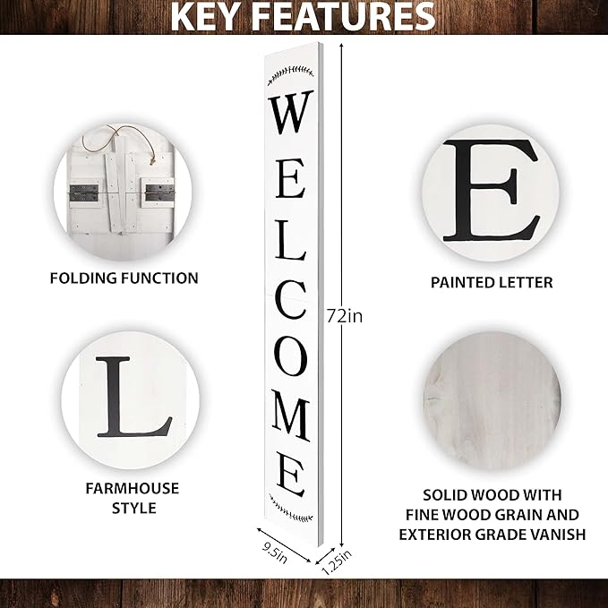 Tall Outdoor Welcome Sign for Front Door, 6ft White Welcome Sign, Rustic Tall - Image 4