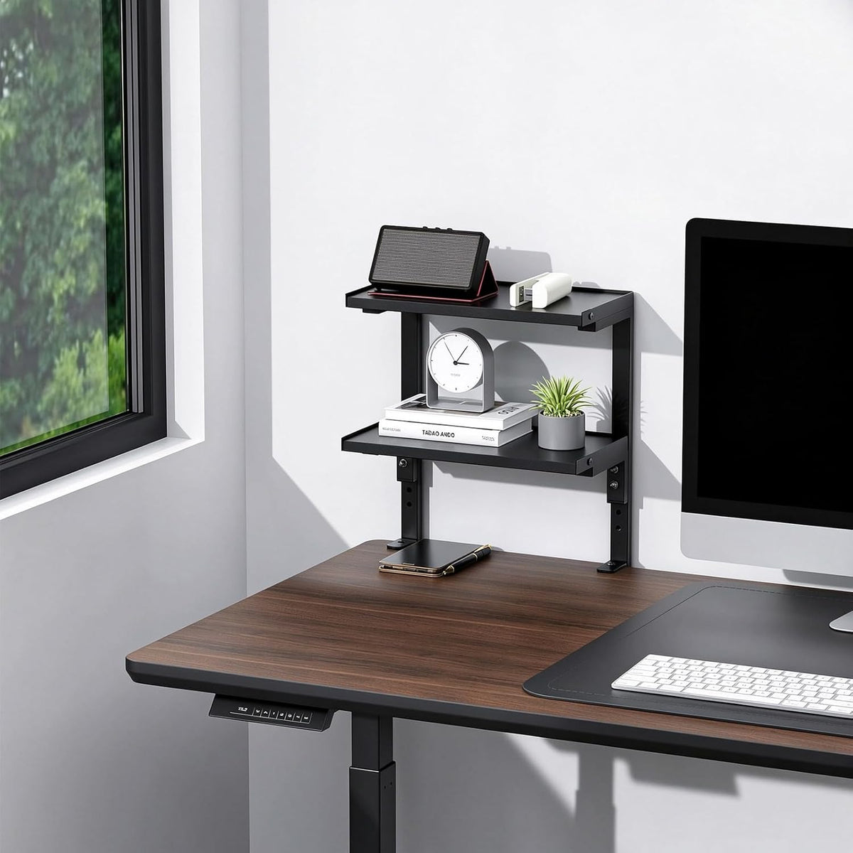 spacrea 2 tier clamp on desk shelf on a desk or shelf
