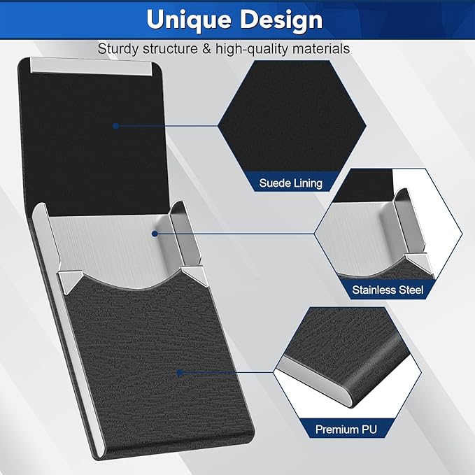 Business Card Holder with Ultra Slim Design, Business Card Case with Premium PU - Image 3
