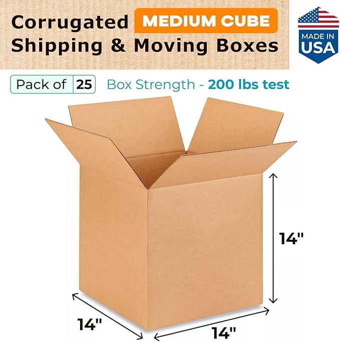 Medium Cube Moving & Shipping Boxes 14"L x 14"W x 14"H - Image 2