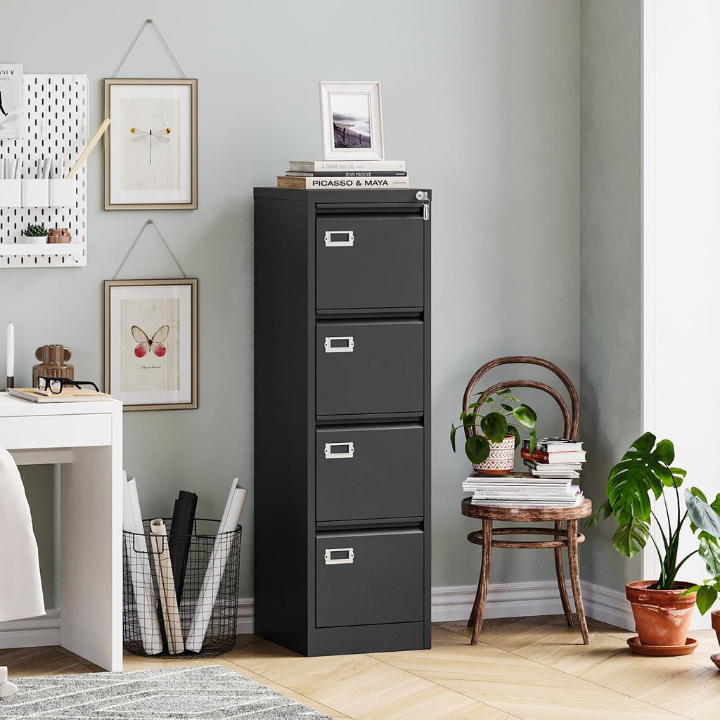 miiiko 4 drawer file cabinet with lock, metal, package contents