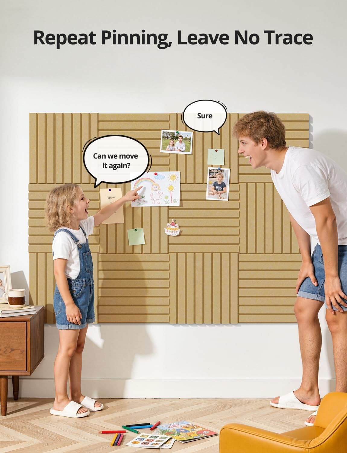 Kuchoow Large Felt Bulletin Board Cork Tiles for Wall Office Decor Brown Memo...