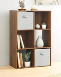 Whitmor 6 Cube Bookcase Storage Organizer, 3 Tier Stackable MDF Bookshelf by Whitmor