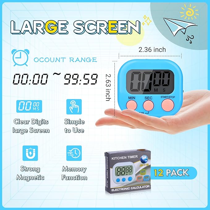 Mwellewm 24 Pcs Digital Timers for Classroom Kitchen Timers for Cooking Small - Image 5