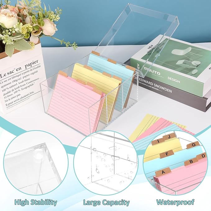 4x6 Index Card Holder Acrylic Index Card Organizer Clear Index Card Box Flash - Image 3