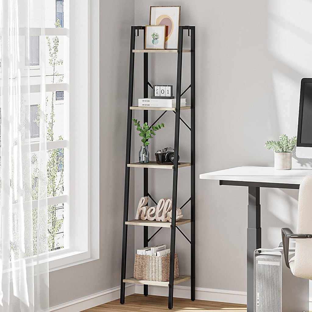 Hzuaneri Ladder Shelf, Bookshelf Bookcase, Freestanding Corner Storage Shelve
