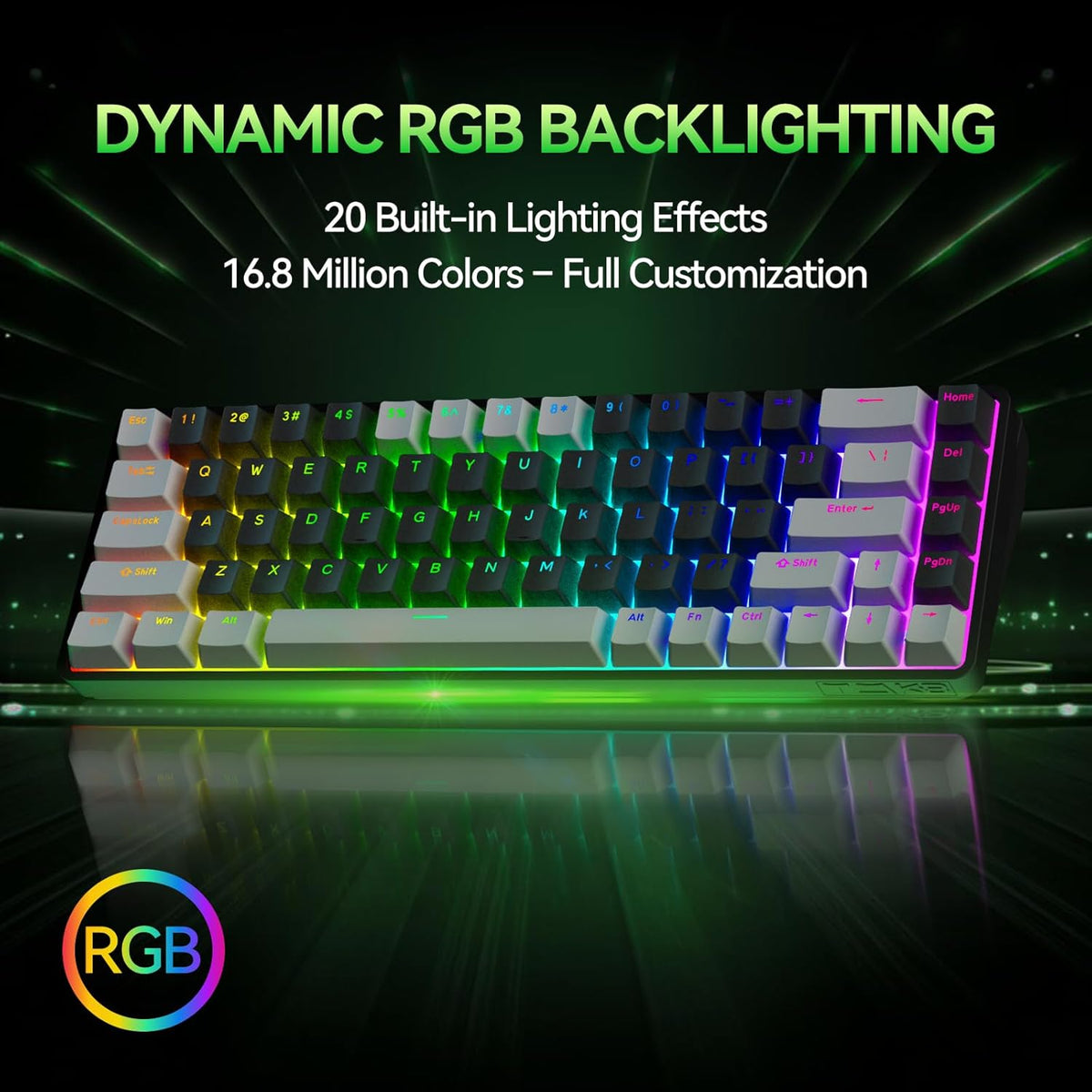 TMKB T68 60% Wireless Mechanical Gaming Keyboard, Tri-Mode BT5.0/2.4GHz/USB-C...