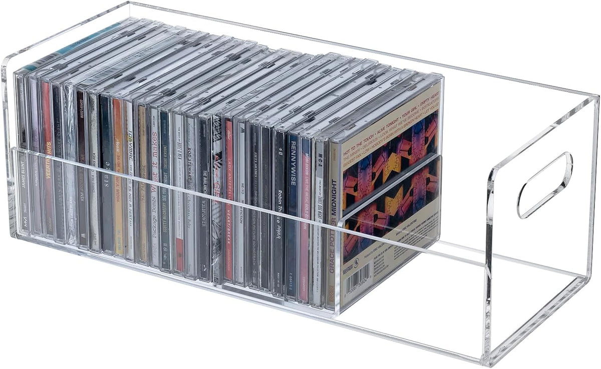 MyGift Modern Premium Clear Acrylic Stackable CD Holder Rack with Cutout Carr...