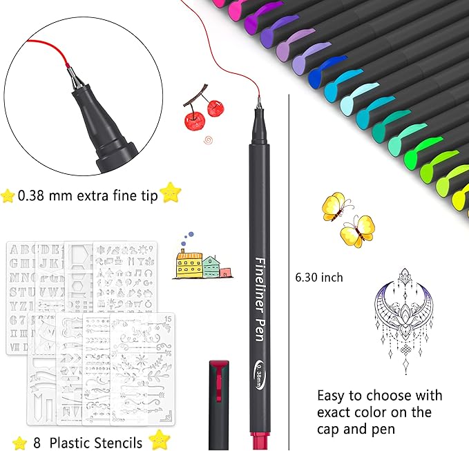 Tebik 80 Pack Planner Colored Pens, 72 Colors Drawing Pens - Image 2