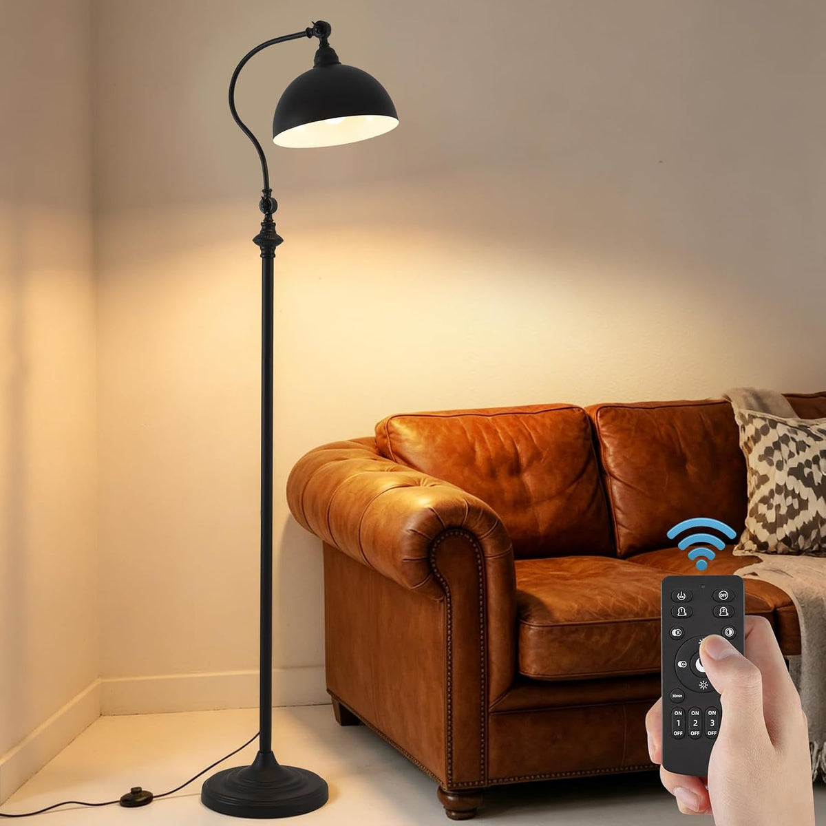 Reading Floor Lamps for Living Room with Remote and Dimmable Bulb