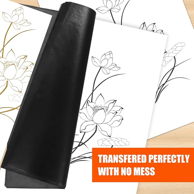 200 Sheets Carbon Paper Black Graphite Paper Transfer Tracing Paper and 5 - Image 6