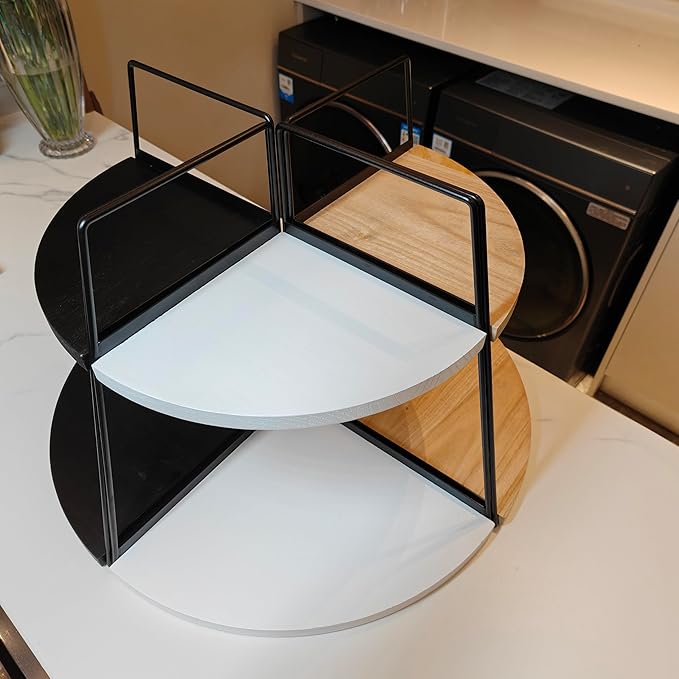 2 Tier Bathroom Counter Organizer, Standing Rack Cosmetic Holder, Wood Bathroom - Image 8