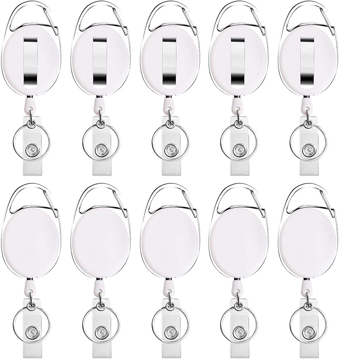 Retractable Badge Holder with Carabiner Reel Clip and Key Ring by moeverEx